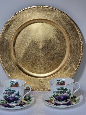 Crown Trent China Limited Fine Bone China Teacups and Saucers Set of 2